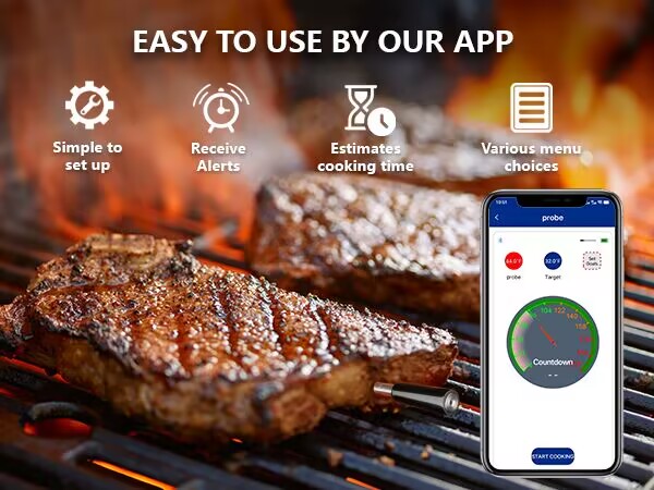 Bluetooth Outdoor Cooking Thermometer Smart Wireless Meat Thermometer(图8)